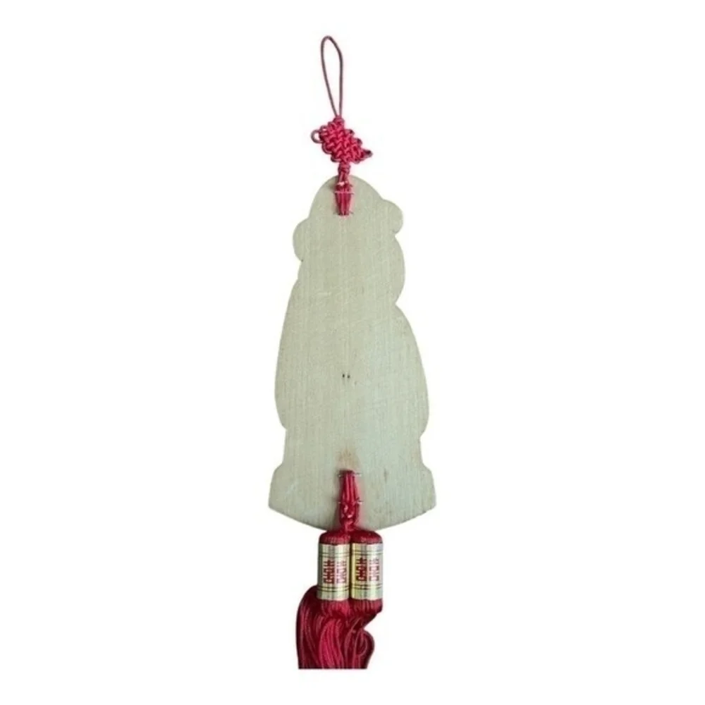Handmade Asian Black Wood Amulet Wall Hanging Figurine Japan Import Vintage 8
